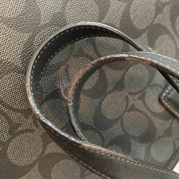 Coach Peyton Black Signature Logo Print Tote Heritage F18917 Handbag - Picture 9 of 13